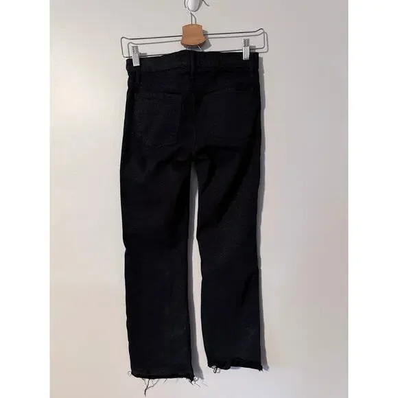 RTA dark navy black sparkle cotton velvet Kiki flare crop cropped jeans pants - Picture 5 of 12